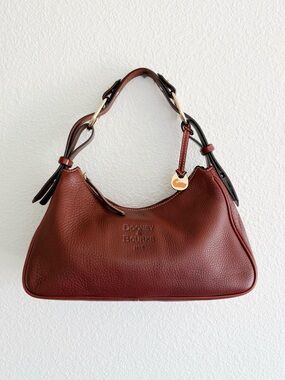 DOONEY & BOURKE 1975 Shoulder Purse Pebble Leather Zipper Brass Hardware